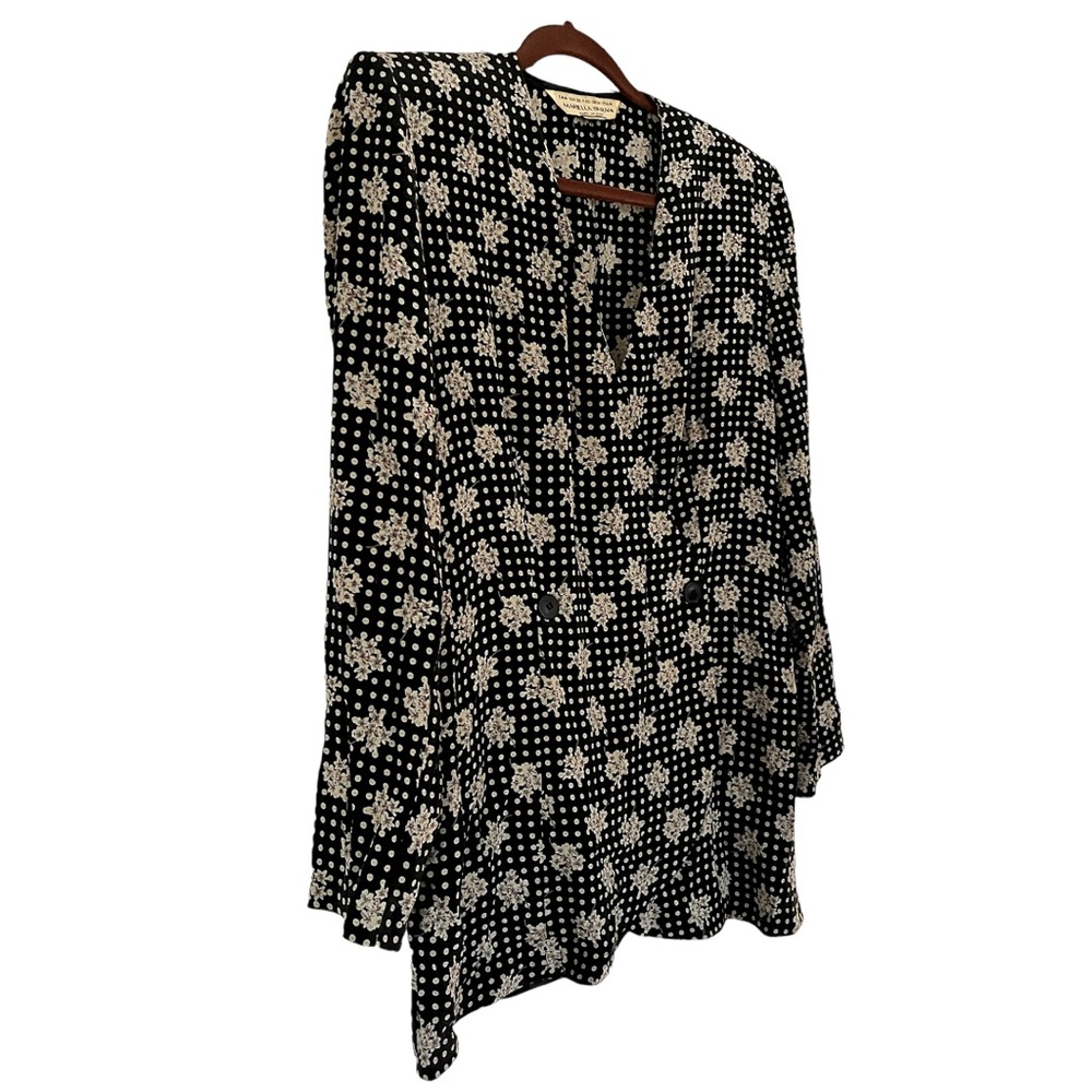 Vintage 80s Mariella Burani 100% Silk Soft Blazer Blouse Made in Italy, Size 10 - Picture 2 of 8
